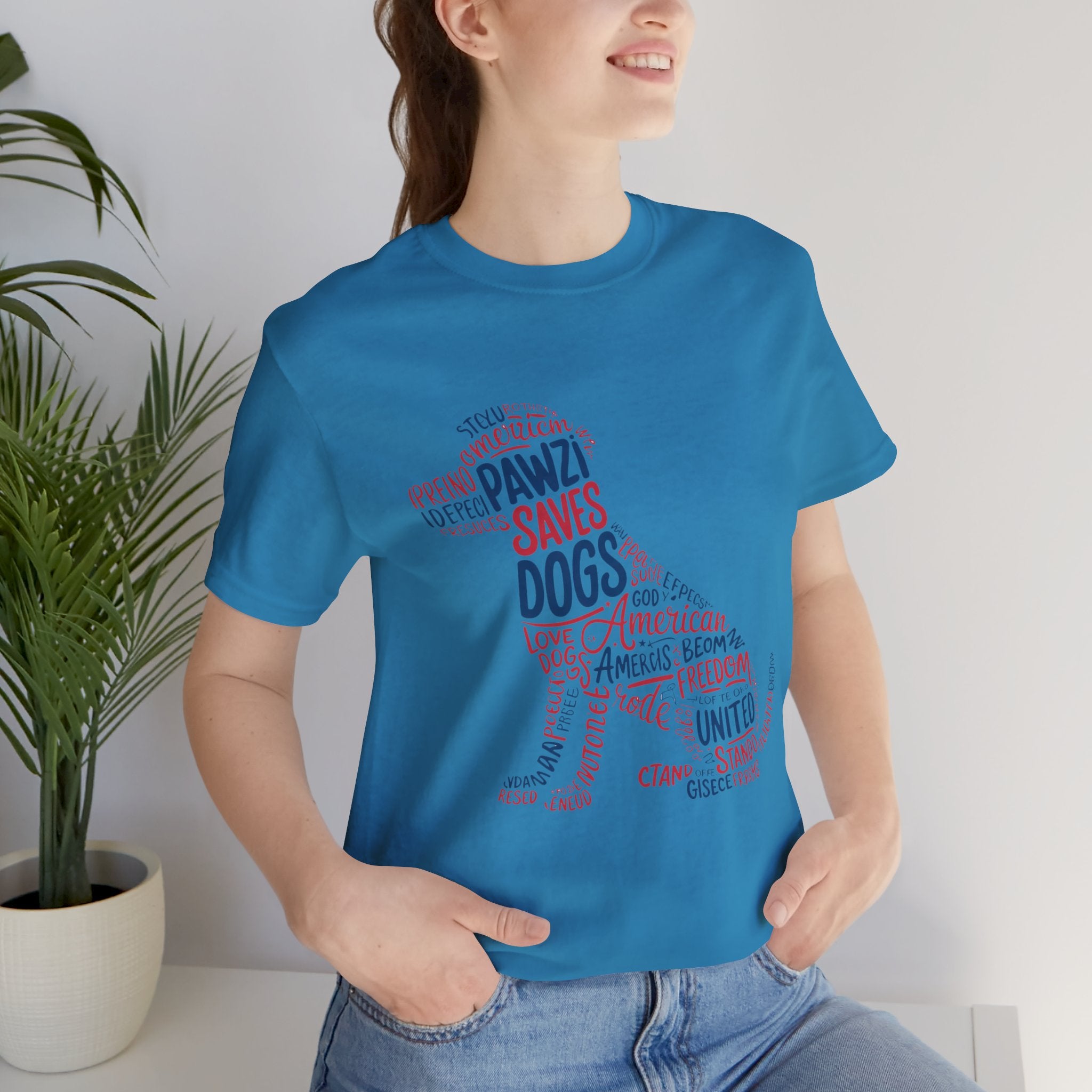 Dog Silhouette - Back Print (Adult Short Sleeve T-Shirt)