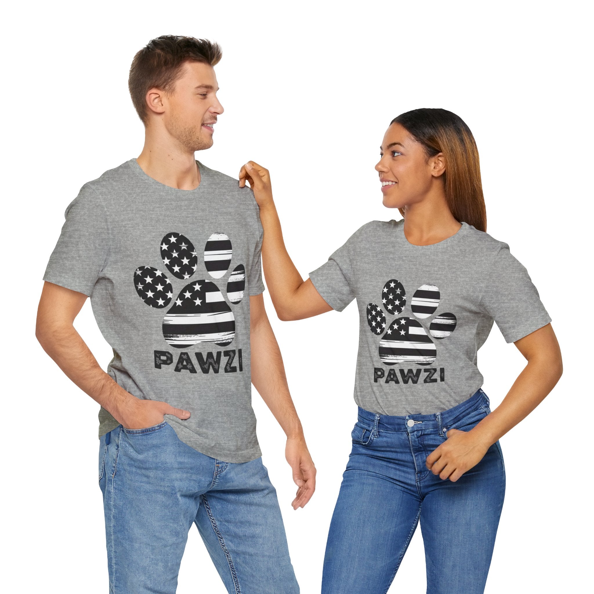 B/W Flag Paw (Adult Short Sleeve T-Shirt)