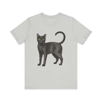 American Short Hair Black Cat (Adult Short Sleeve T-Shirt)
