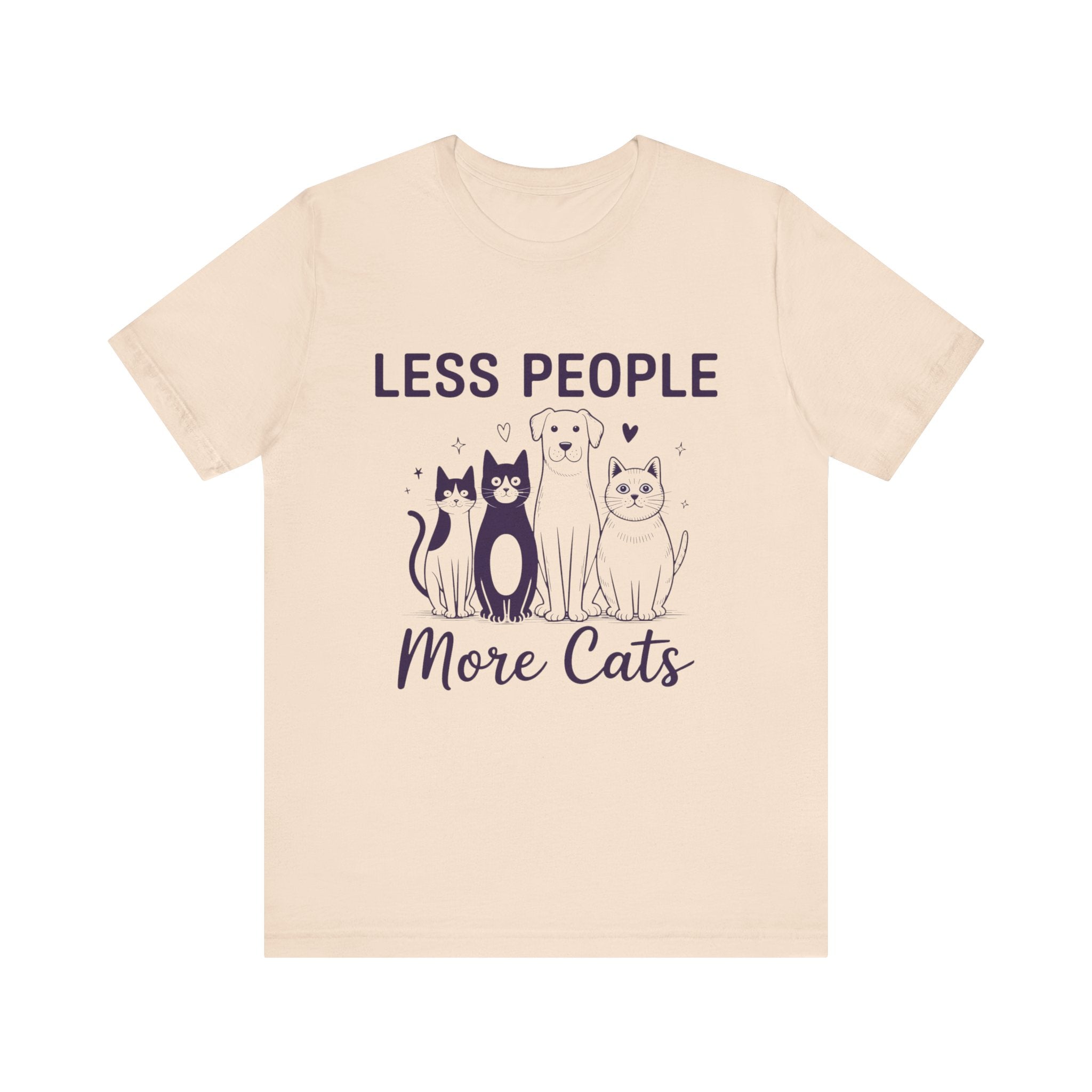Less People More Cats (Front Print) (Adult Short Sleeve T-Shirt)