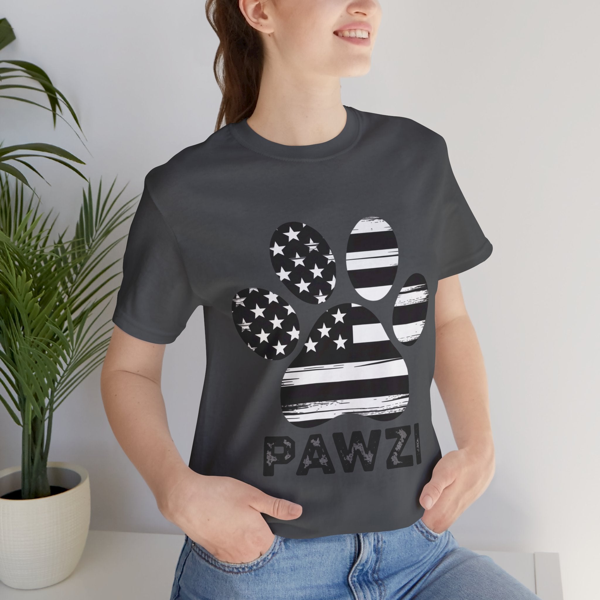 B/W Flag Paw (Adult Short Sleeve T-Shirt)