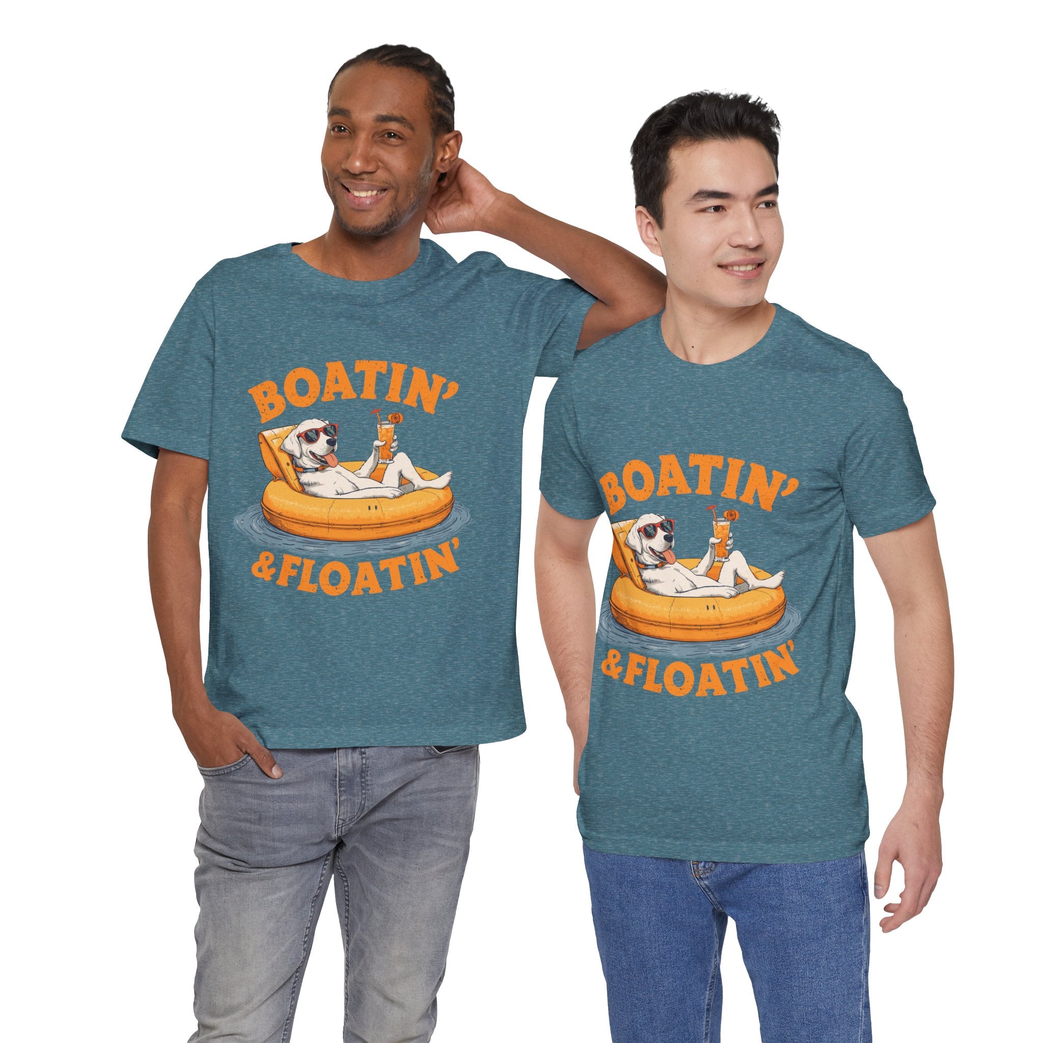 Boatin' & Floatin' (Yellow Lab) (Adult Short Sleeve T-Shirt)