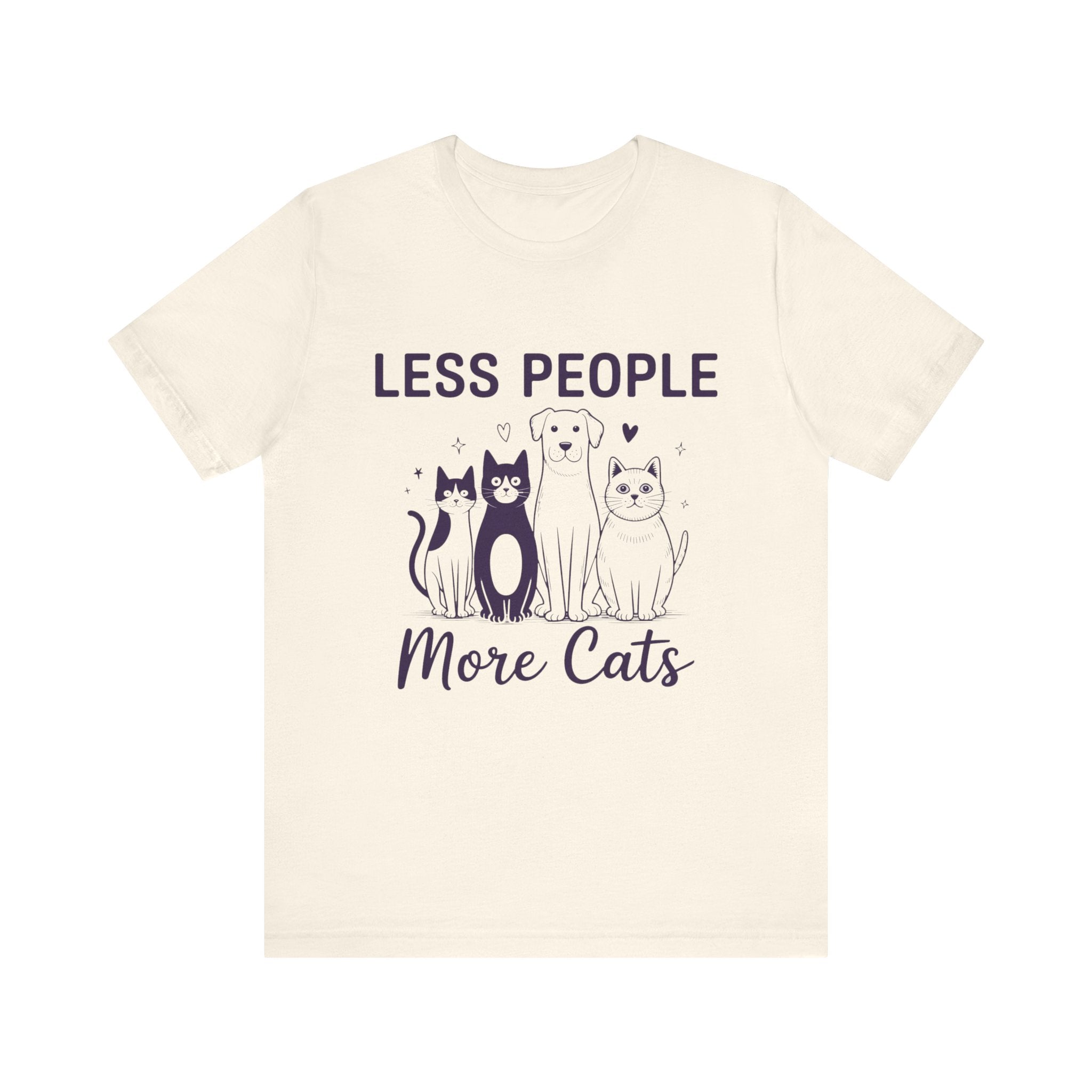 Less People More Cats (Front Print) (Adult Short Sleeve T-Shirt)