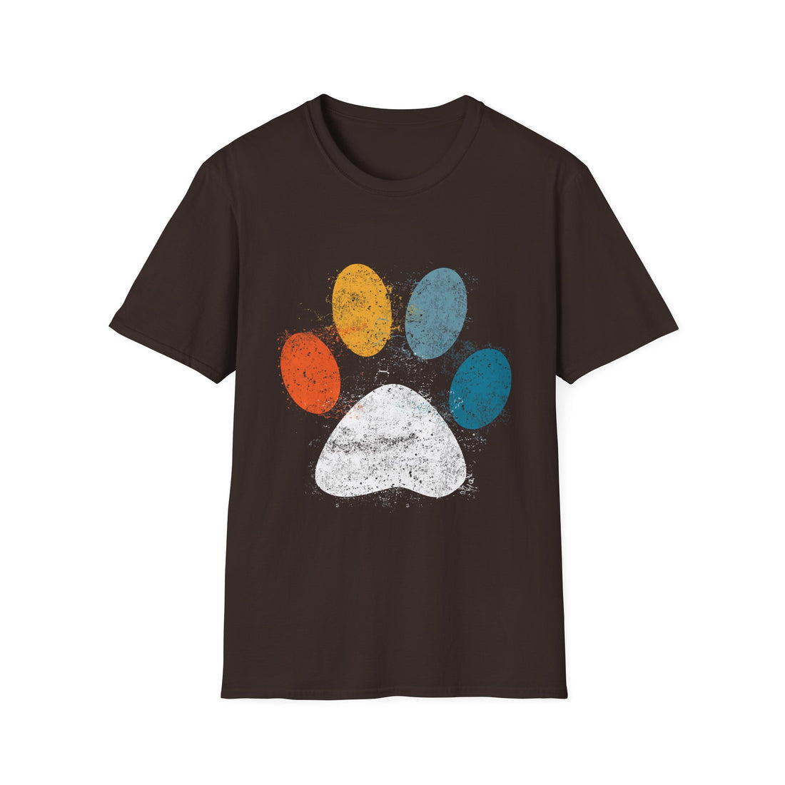 Vintage Colorful Dog Paw Print T-Shirt
