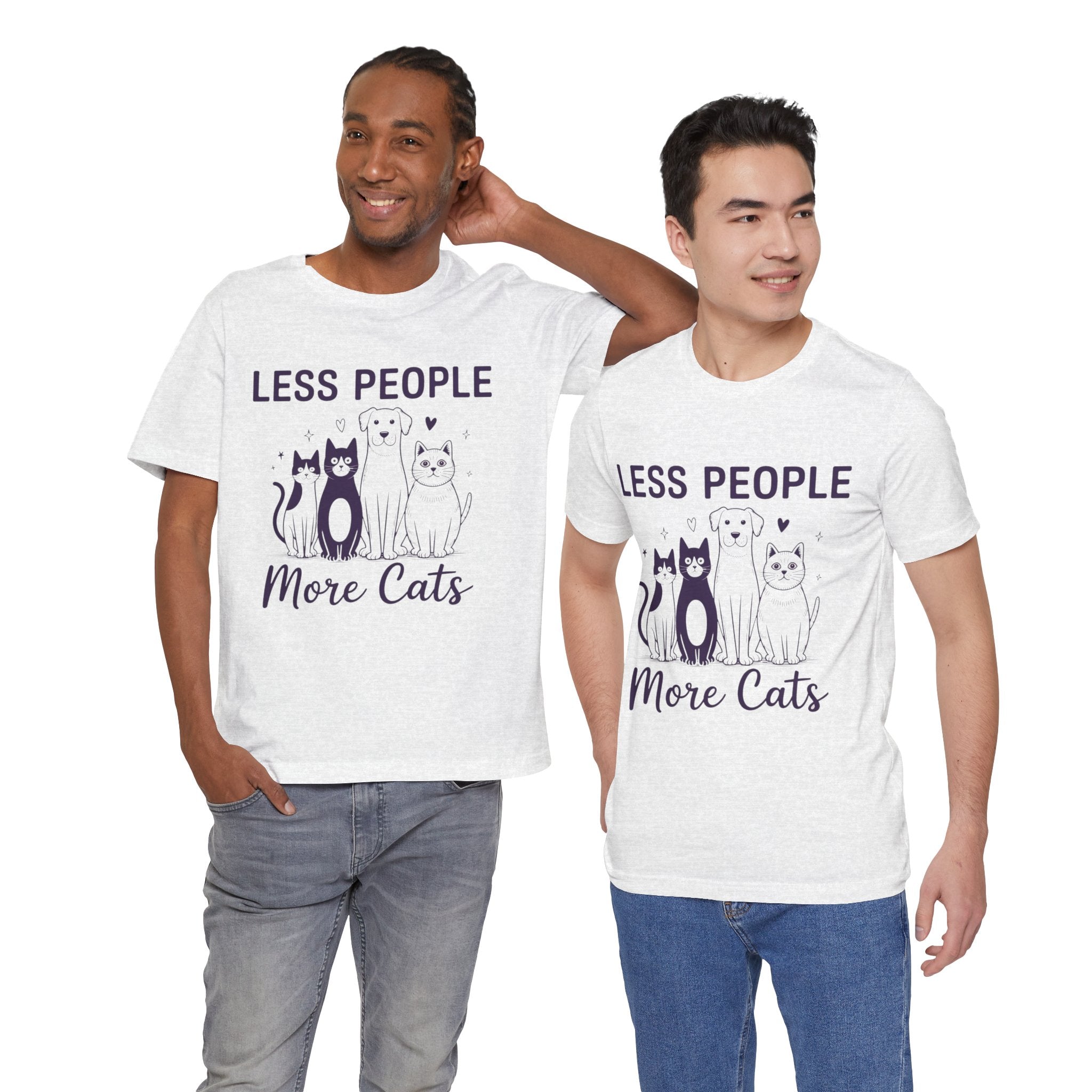 Less People More Cats (Front Print) (Adult Short Sleeve T-Shirt)