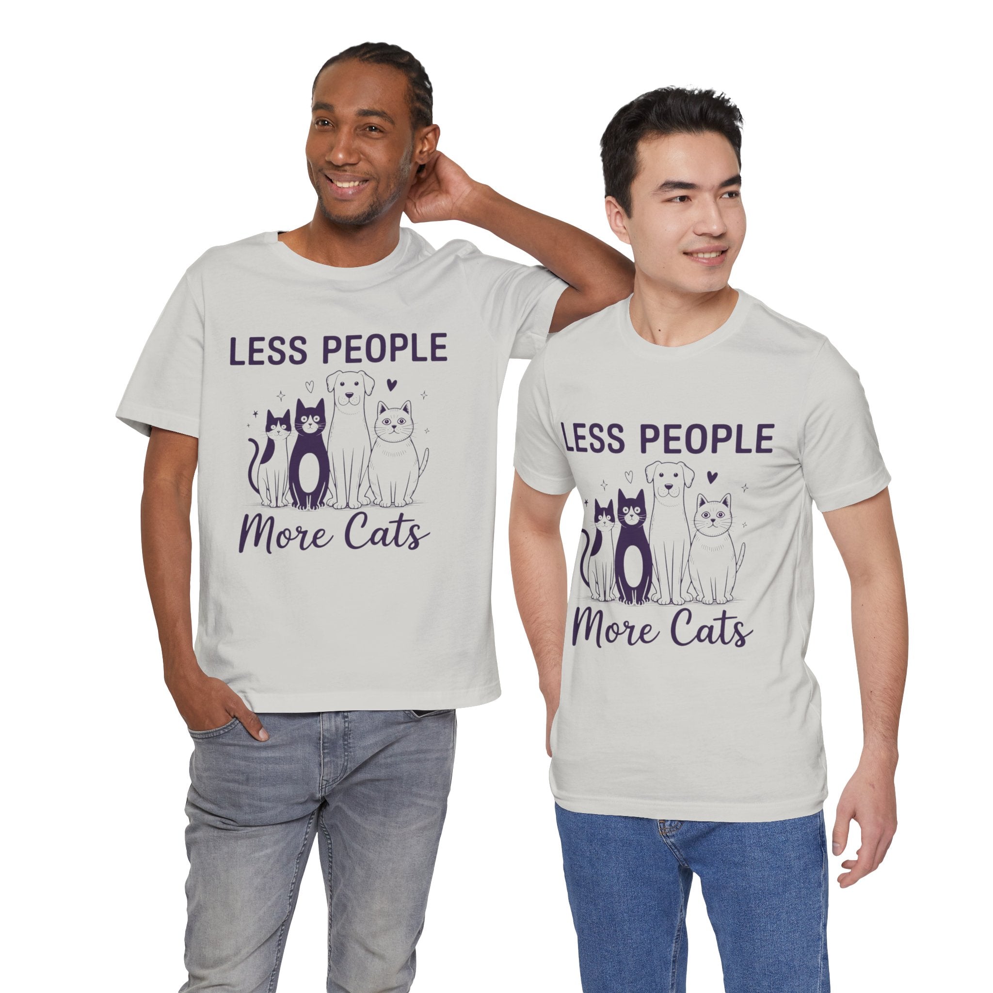 Less People More Cats (Front Print) (Adult Short Sleeve T-Shirt)