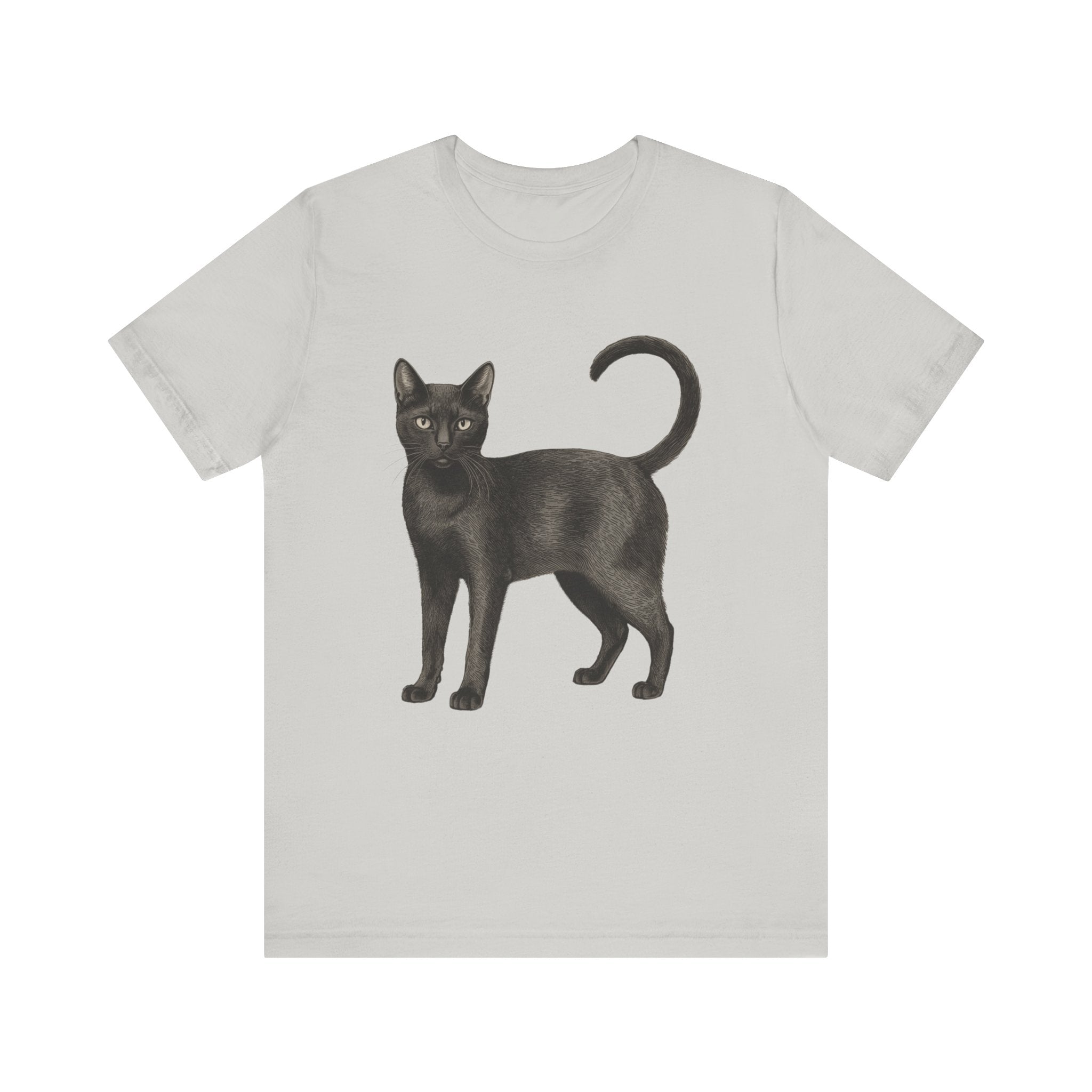 American Short Hair Black Cat (Adult Short Sleeve T-Shirt)