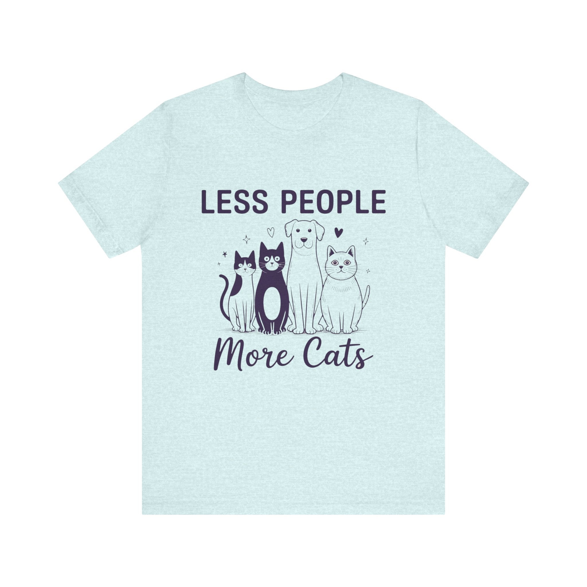 Less People More Cats (Front Print) (Adult Short Sleeve T-Shirt)