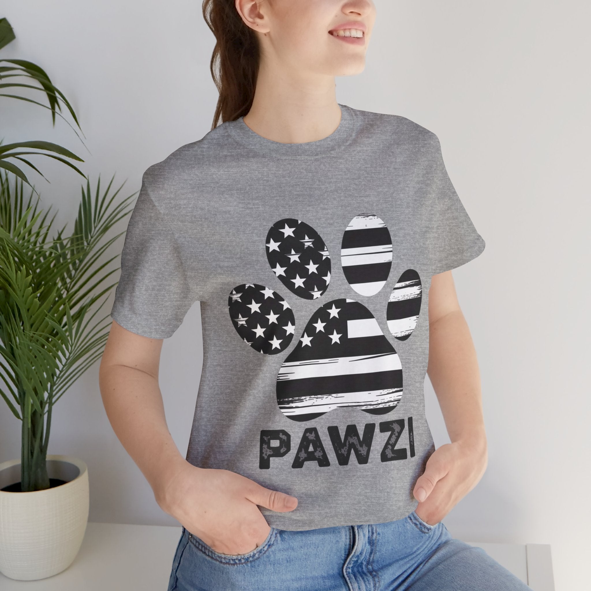B/W Flag Paw (Adult Short Sleeve T-Shirt)