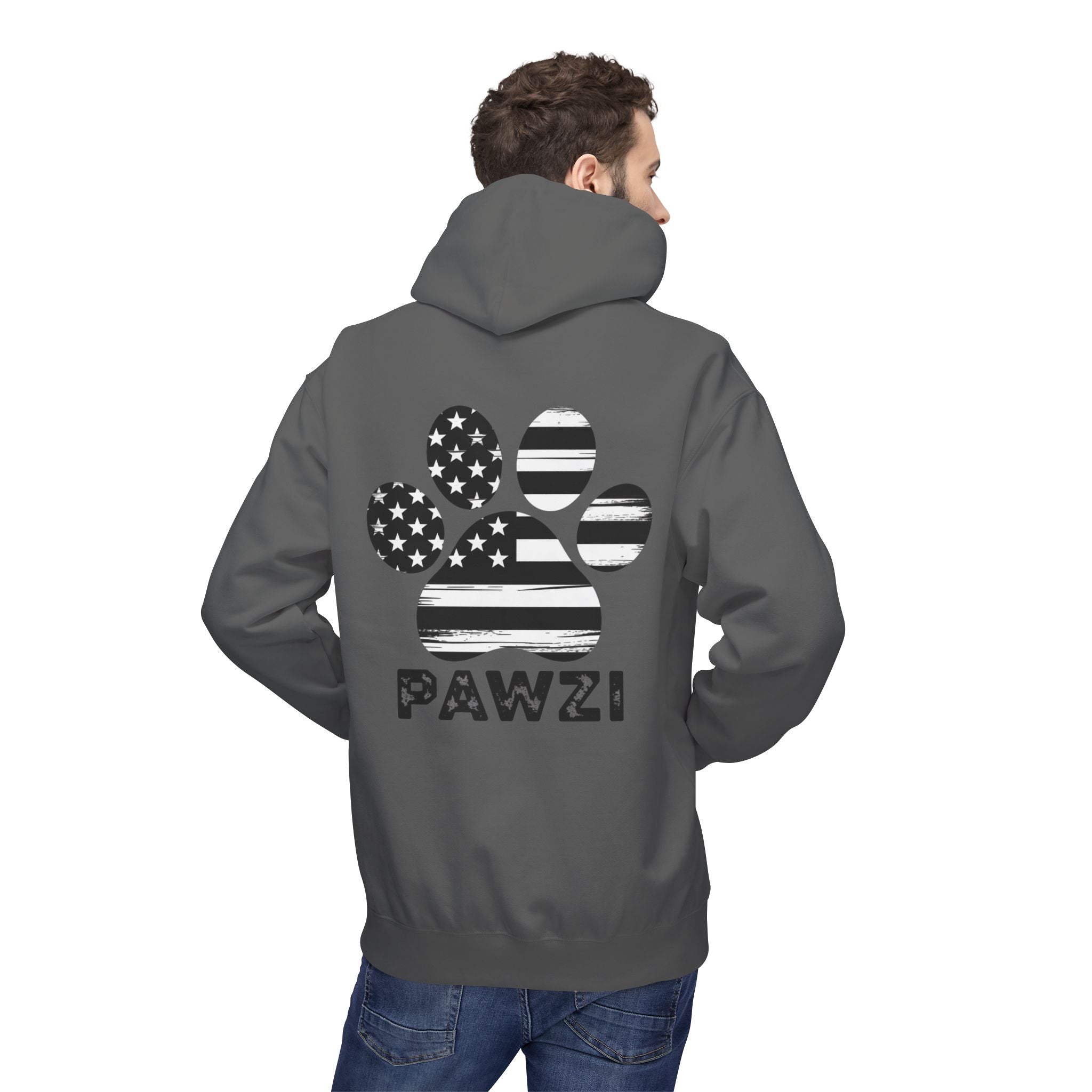 B/W Flag Pawzi (Adult Hoodie)