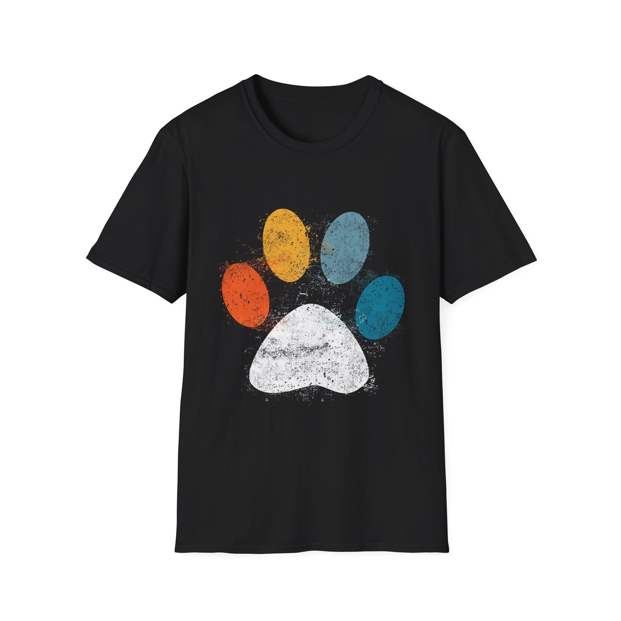 Vintage Colorful Dog Paw Print T-Shirt