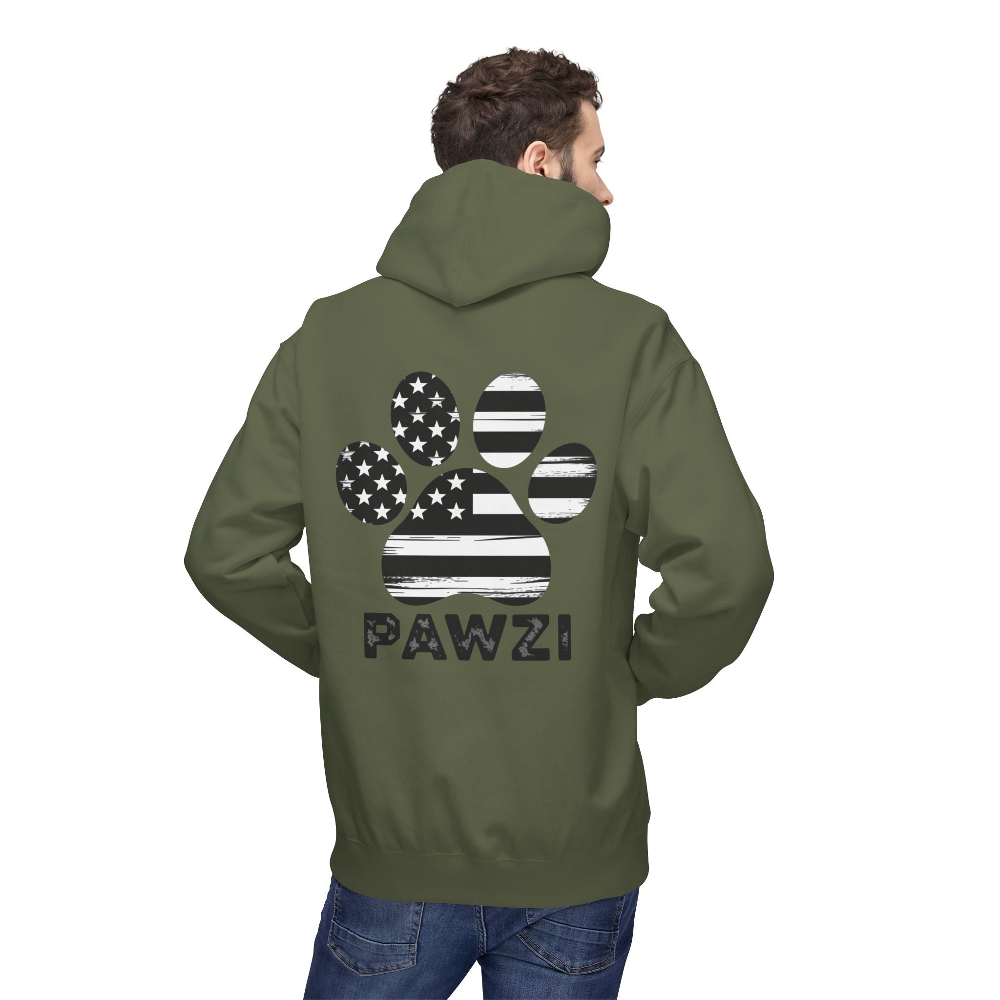 B/W Flag Pawzi (Adult Hoodie)