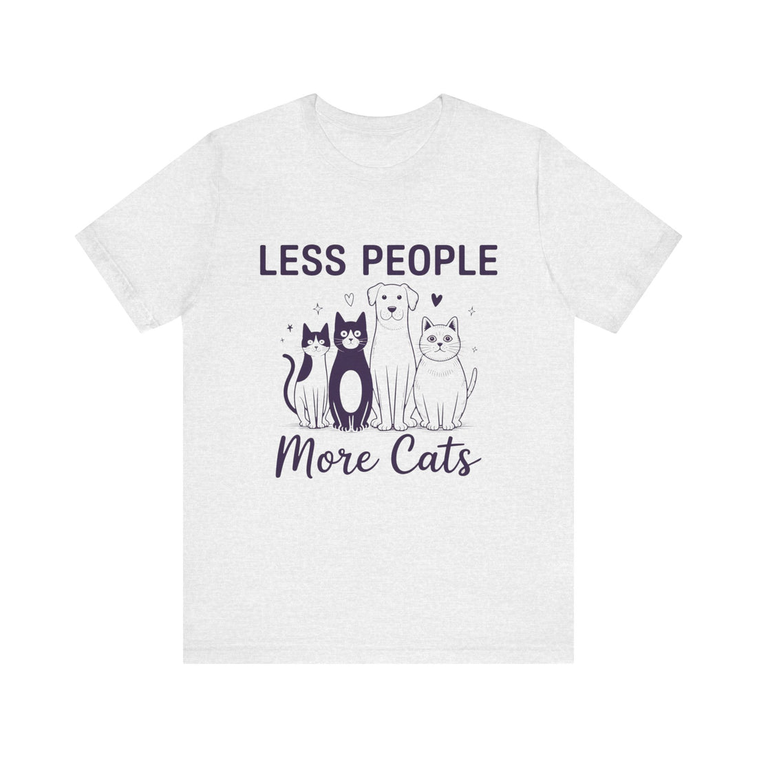 Less People More Cats (Front Print) (Adult Short Sleeve T-Shirt)
