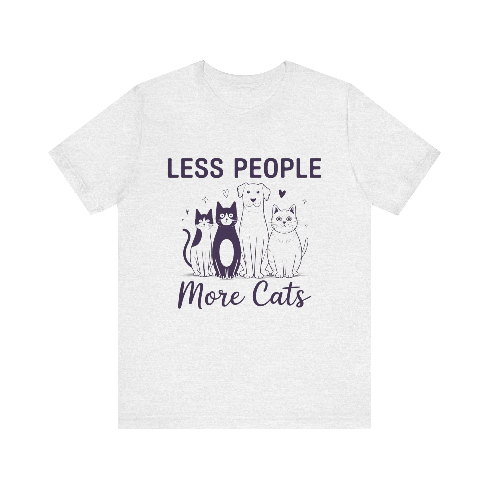 Less People More Cats (Front Print) (Adult Short Sleeve T-Shirt)