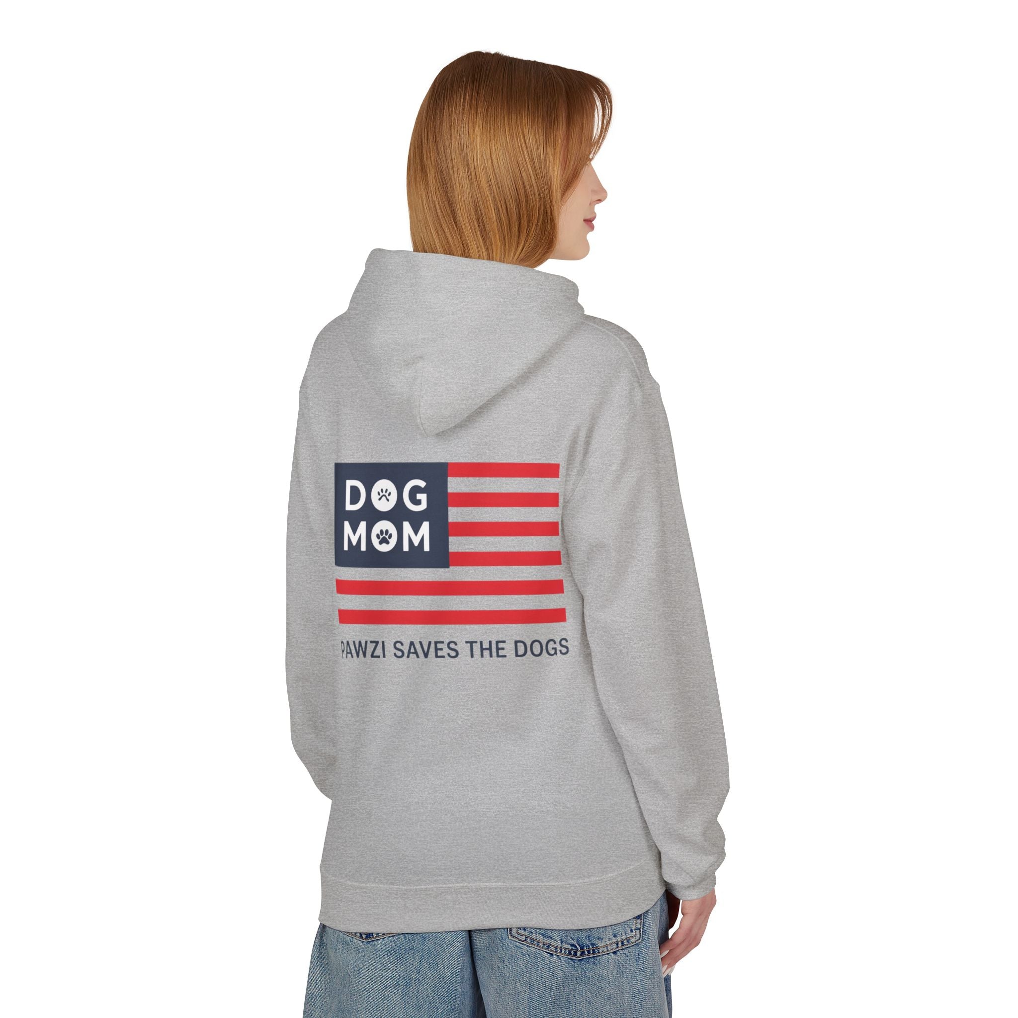 Dog Mom Flag (Back Print) (Adult Hoodie)