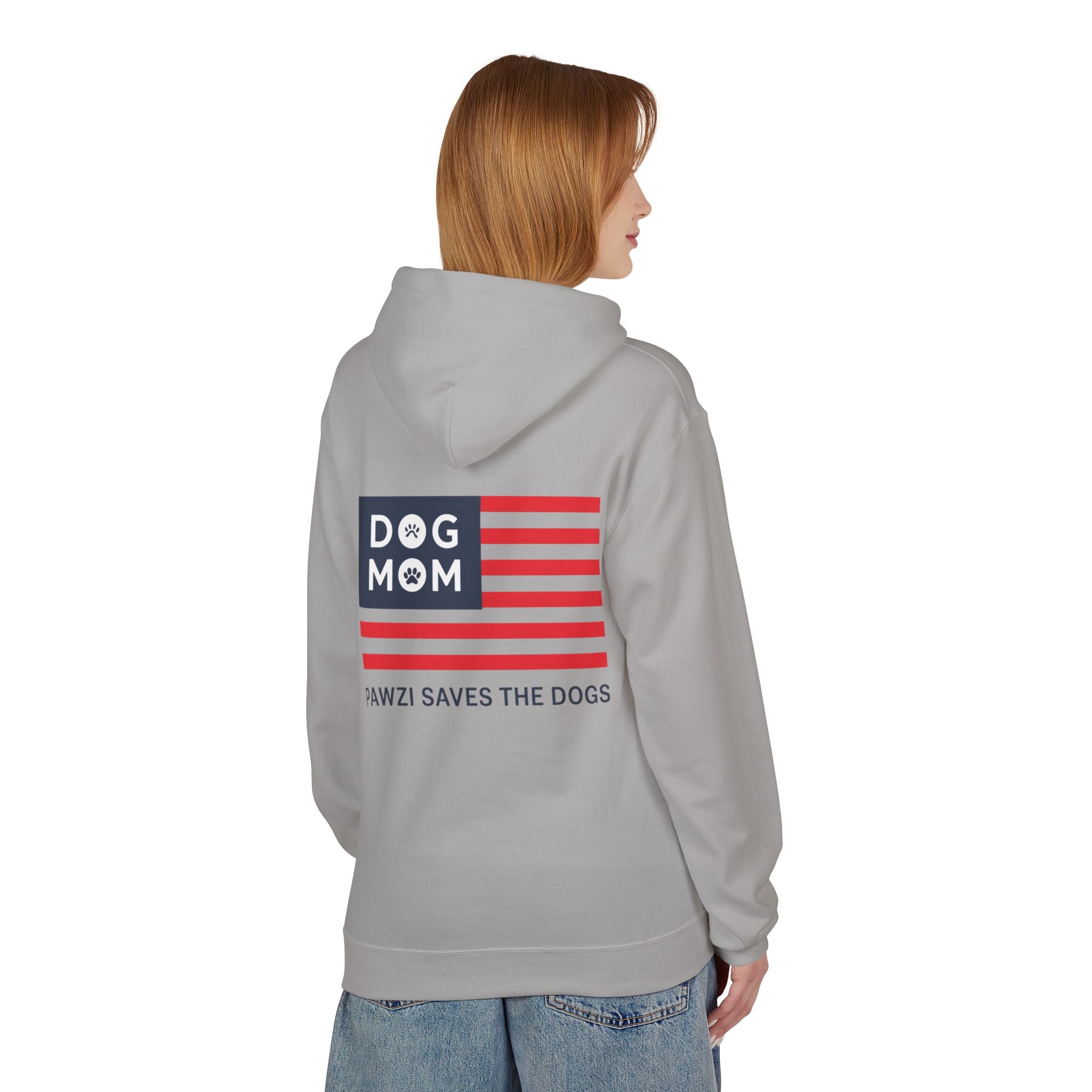 Dog Mom Flag (Back Print) (Adult Hoodie)