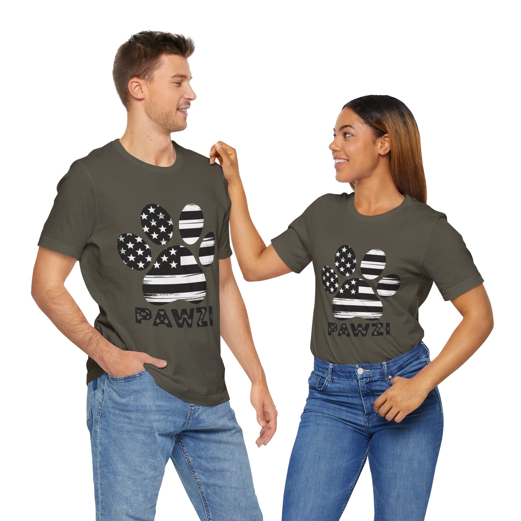 B/W Flag Paw (Adult Short Sleeve T-Shirt)