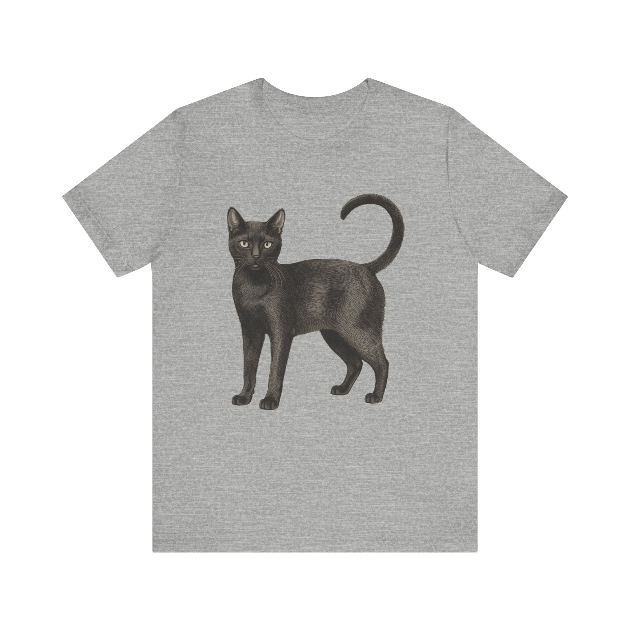 American Short Hair Black Cat (Adult Short Sleeve T-Shirt)