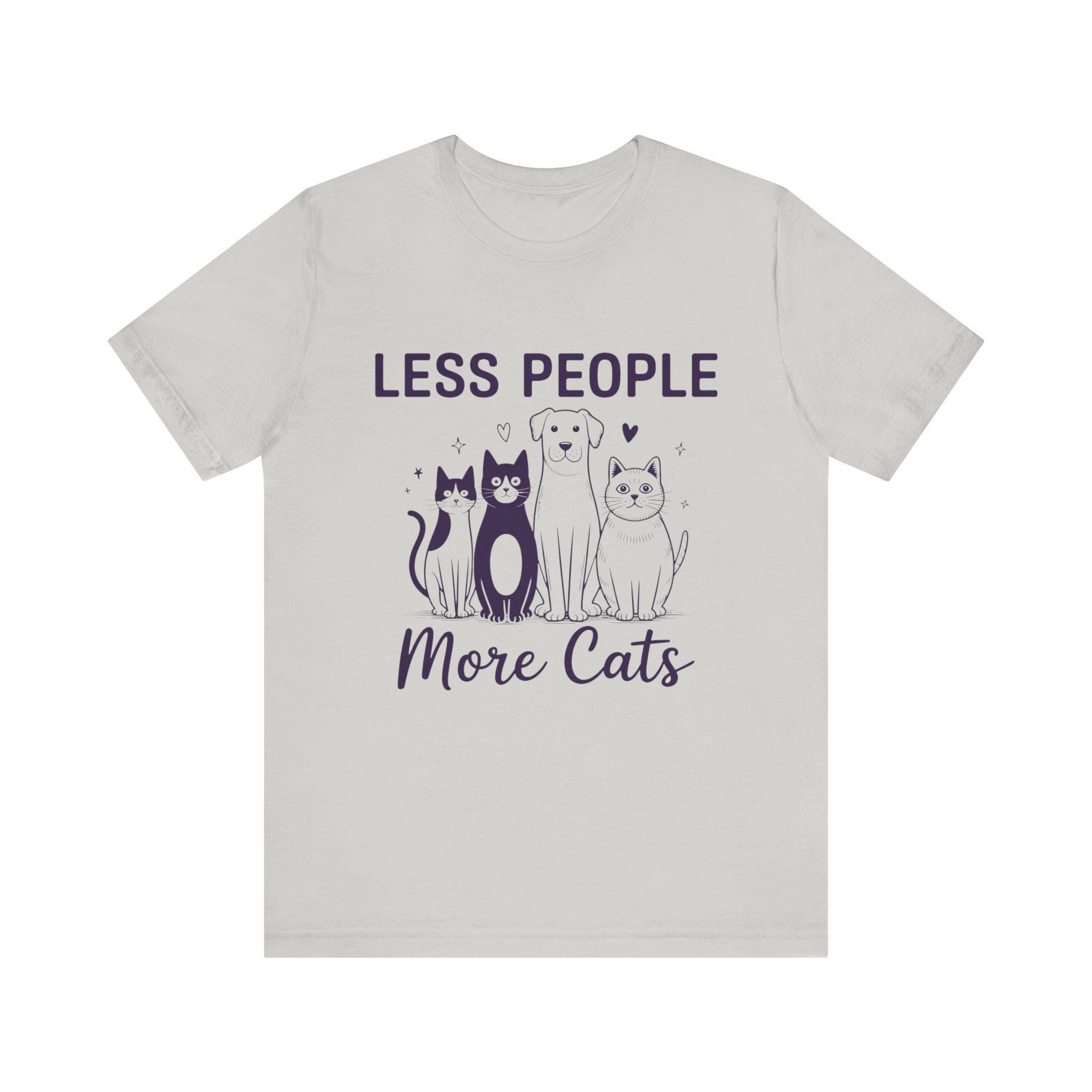 Less People More Cats (Front Print) (Adult Short Sleeve T-Shirt)