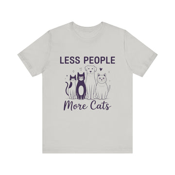 Less People More Cats (Front Print) (Adult Short Sleeve T-Shirt)